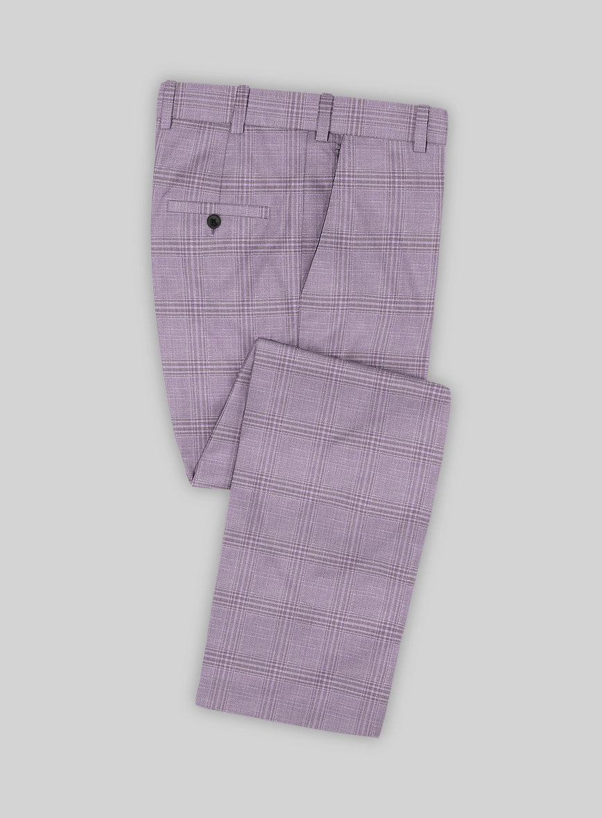 Italian Murano Esar Lavender Wool Linen Silk Pants - StudioSuits