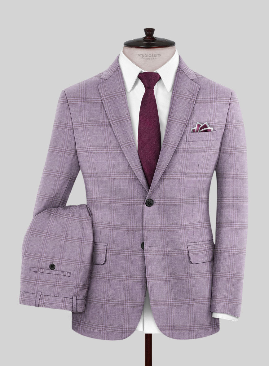 Italian Murano Esar Lavender Wool Linen Silk Suit - StudioSuits