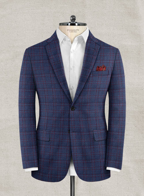 Italian Murano Fanado Blue Wool Linen Jacket - StudioSuits