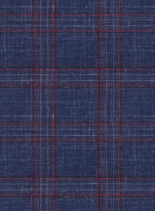 Italian Murano Fanado Blue Wool Linen Pants - StudioSuits