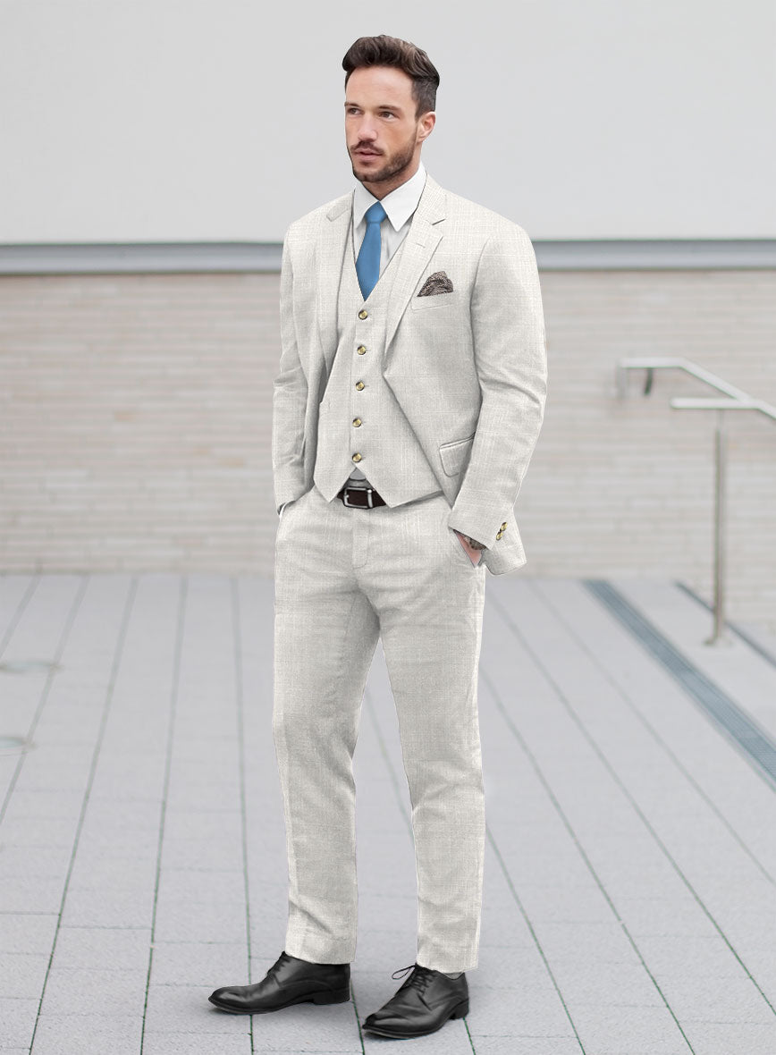 Italian Murano Fawn Wool Linen Suit - StudioSuits