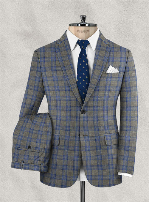 Italian Murano Gnatio Blue Gray Wool Linen Suit - StudioSuits