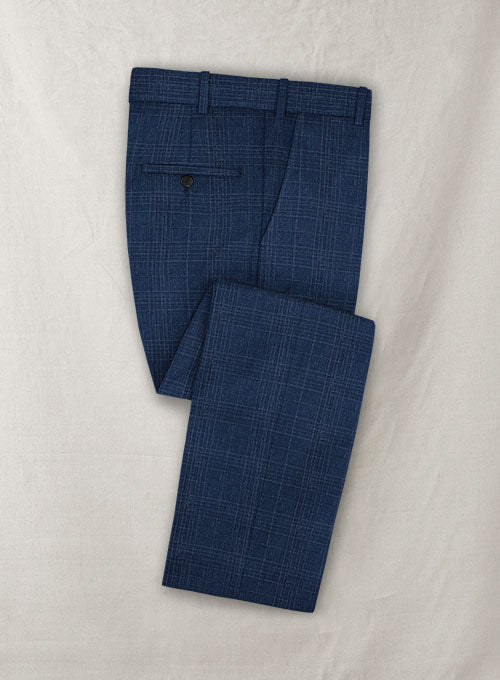 Italian Murano Iguna Blue Wool Linen Pants - StudioSuits