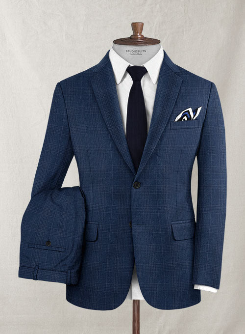 Italian Murano Iguna Blue Wool Linen Suit - StudioSuits