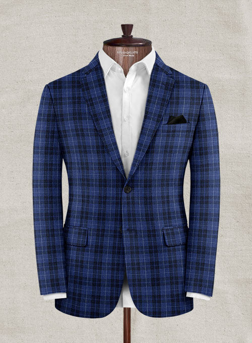 Italian Murano Ilika Blue Wool Linen Jacket - StudioSuits