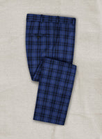 Italian Murano Ilika Blue Wool Linen Pants - StudioSuits