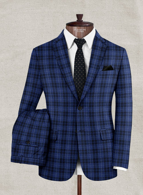 Italian Murano Ilika Blue Wool Linen Suit - StudioSuits