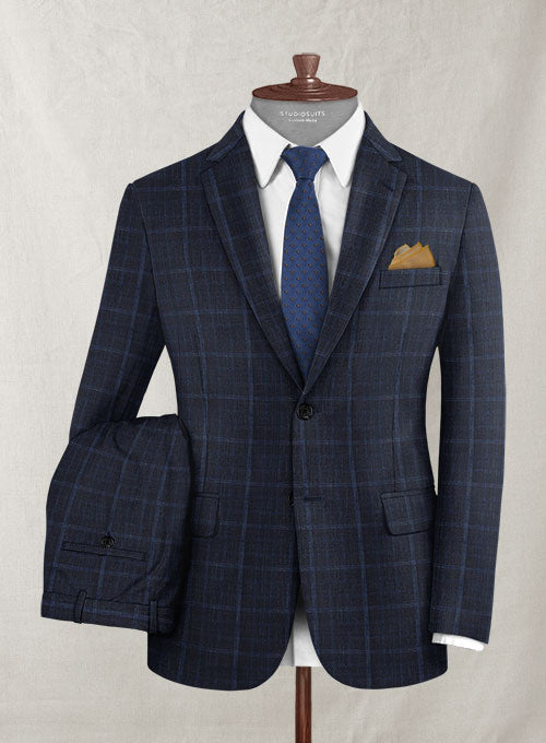 Italian Murano Ilisto Blue Wool Linen Suit - StudioSuits