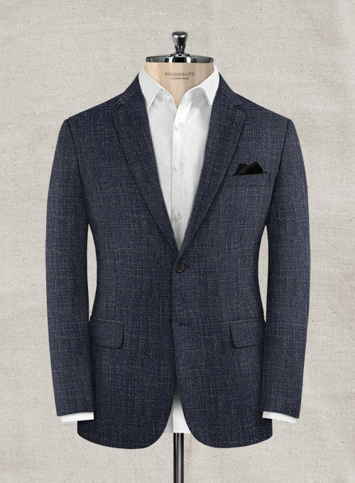 Italian Murano Indigo Blue Wool Linen Suit - StudioSuits