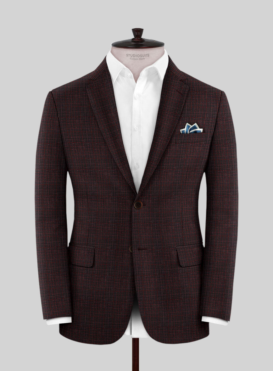 Italian Murano Irgo Checks Wool Linen Silk Jacket - StudioSuits