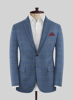Italian Murano Ivarno Blue Wool Linen Silk Suit - StudioSuits