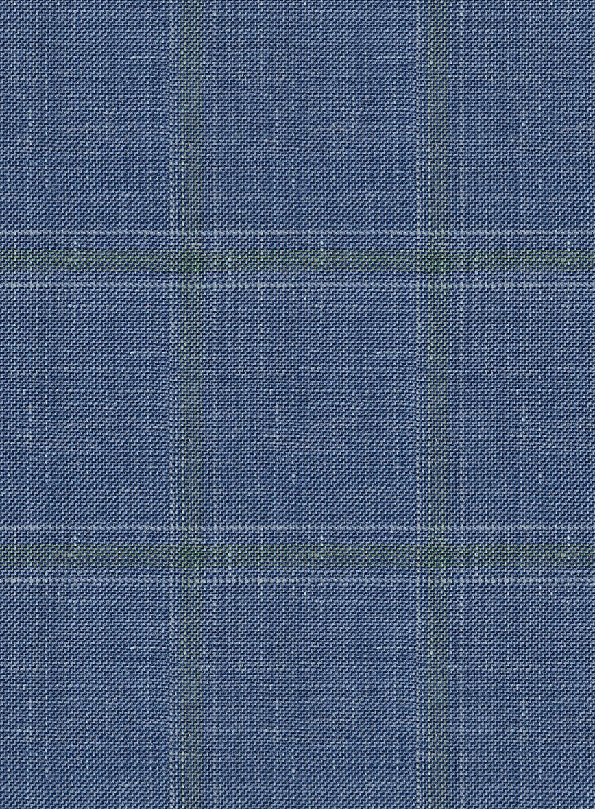 Italian Murano Ivarno Blue Wool Linen Silk Suit - StudioSuits