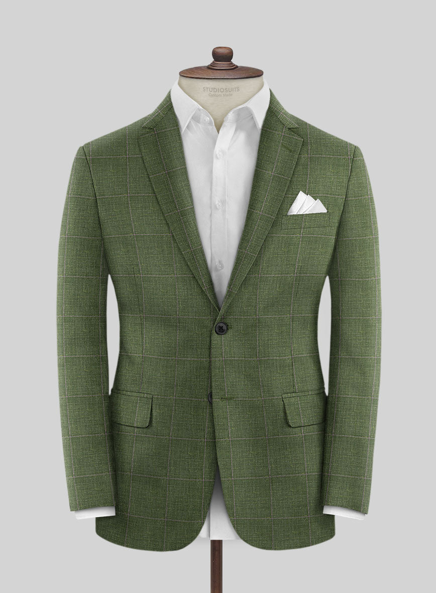 Italian Murano Josaya Green Wool Linen Silk Jacket - StudioSuits