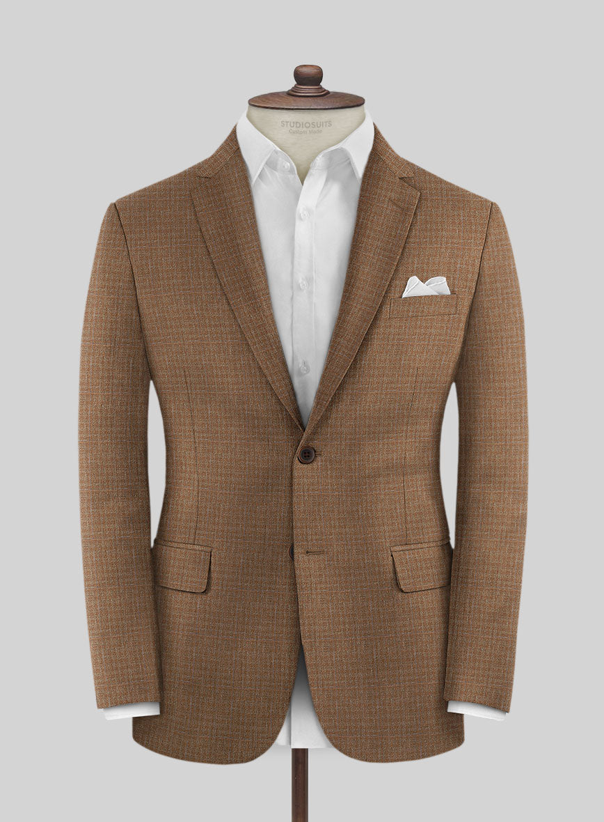 Italian Murano Karilo Brown Wool Linen Silk Jacket - StudioSuits