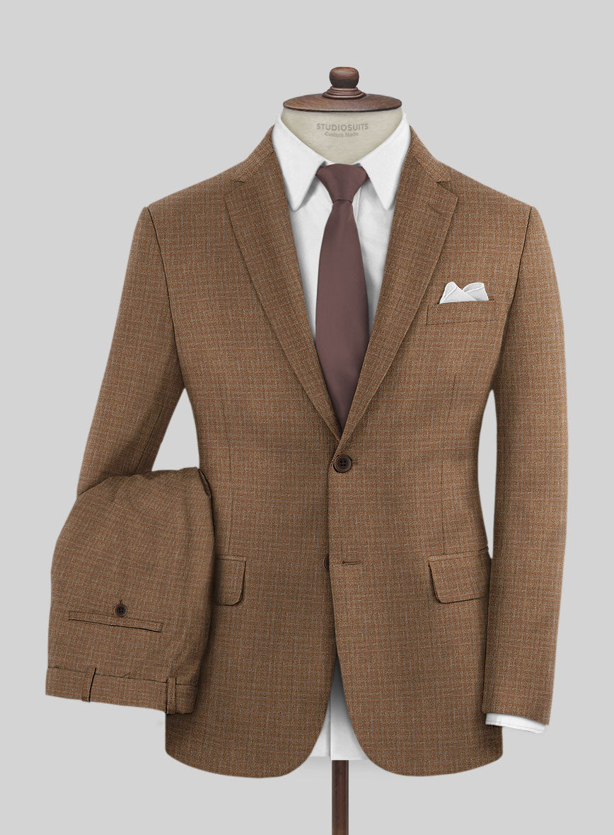Italian Murano Karilo Brown Wool Linen Silk Suit - StudioSuits