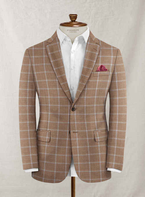 Italian Murano Leliac Brown Wool Linen Jacket - StudioSuits
