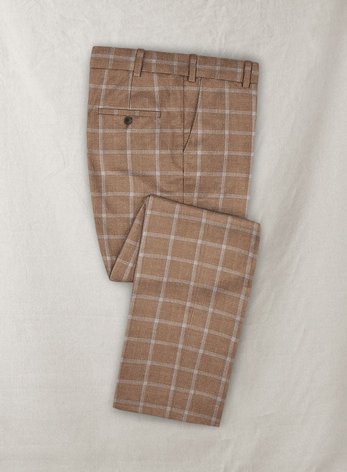 Italian Murano Leliac Brown Wool Linen Pants - StudioSuits