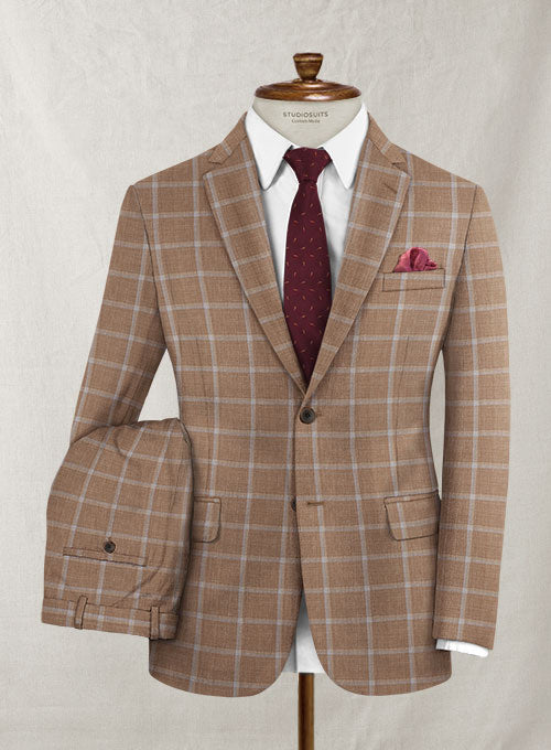 Italian Murano Leliac Brown Wool Linen Suit - StudioSuits