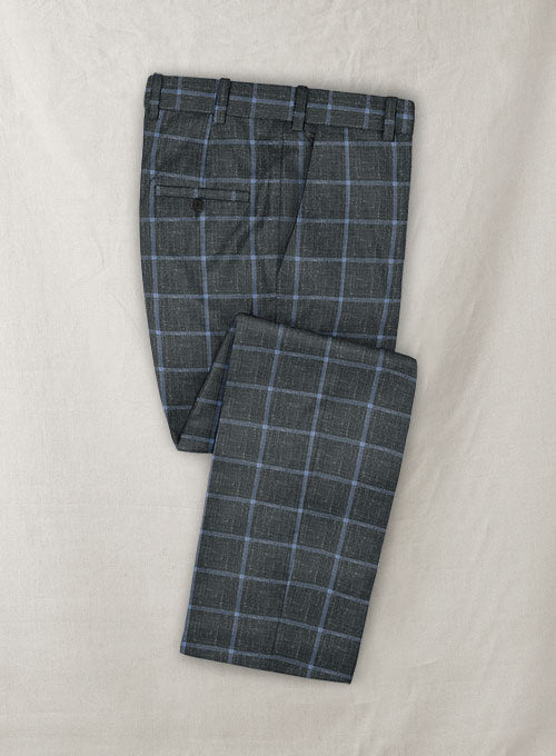 Italian Murano Lenore Gray Wool Linen Pants - StudioSuits