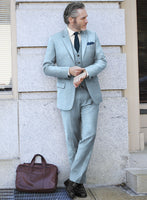 Italian Murano Light Blue Wool Linen Suit - StudioSuits