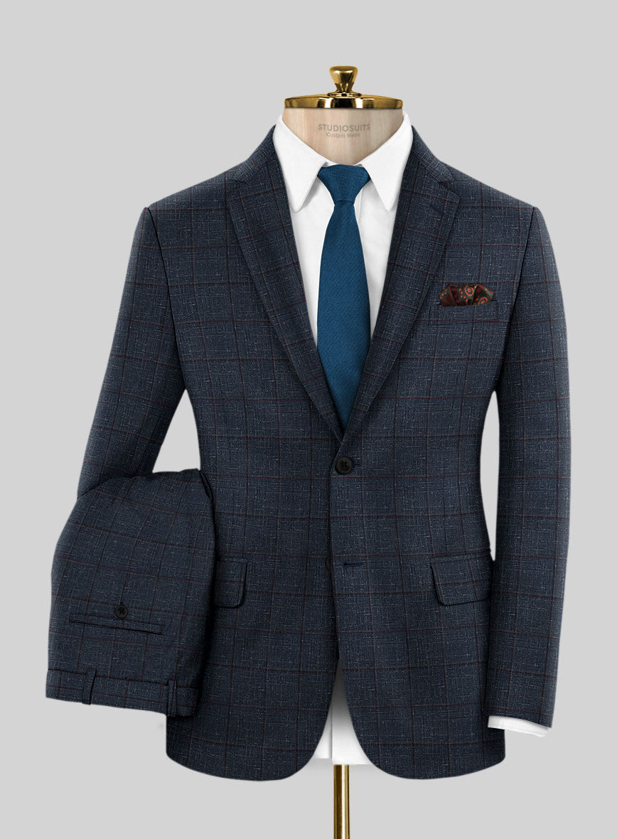 Italian Murano Ili Blue Wool Linen Silk Suit - StudioSuits