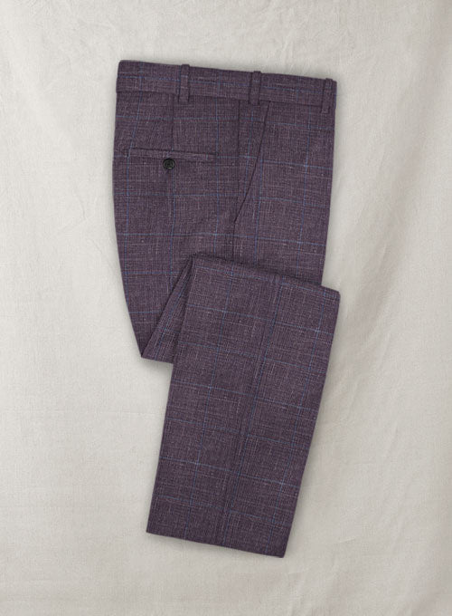 Italian Murano Lovara Checks Wool Linen Pants - StudioSuits
