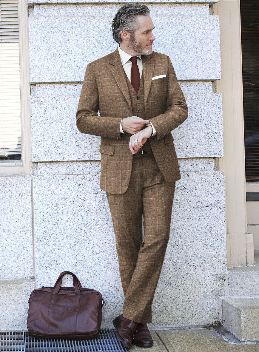 Italian Murano Manole Brown Wool Linen Silk Suit - StudioSuits