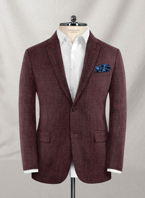 Italian Murano Maroon Wool Jacket - StudioSuits