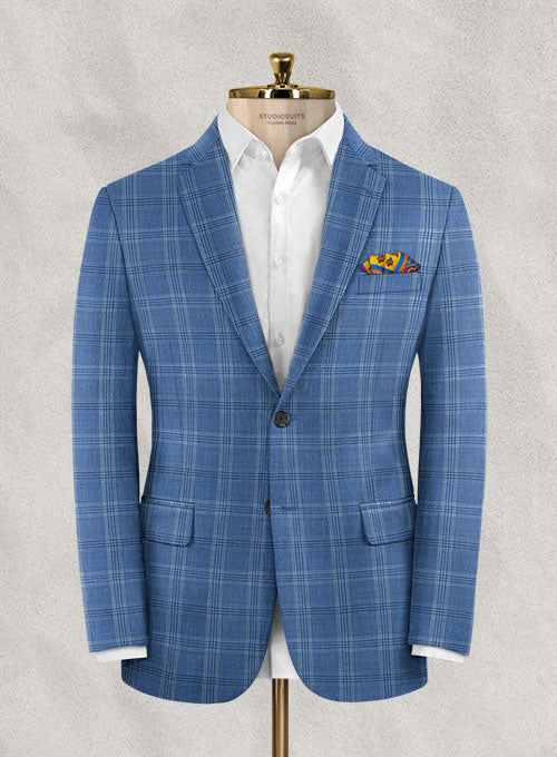 Italian Murano Marteo Blue Wool Linen Suit - StudioSuits