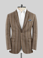Italian Murano Omini Stripe Wool Linen Silk Jacket - StudioSuits