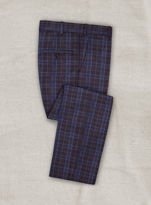 Italian Murano Moque Checks Wool Linen Pants - StudioSuits