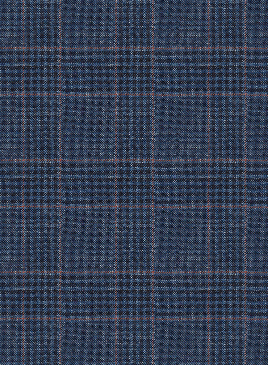 Italian Murano Najela Blue Wool Linen Silk Suit - StudioSuits