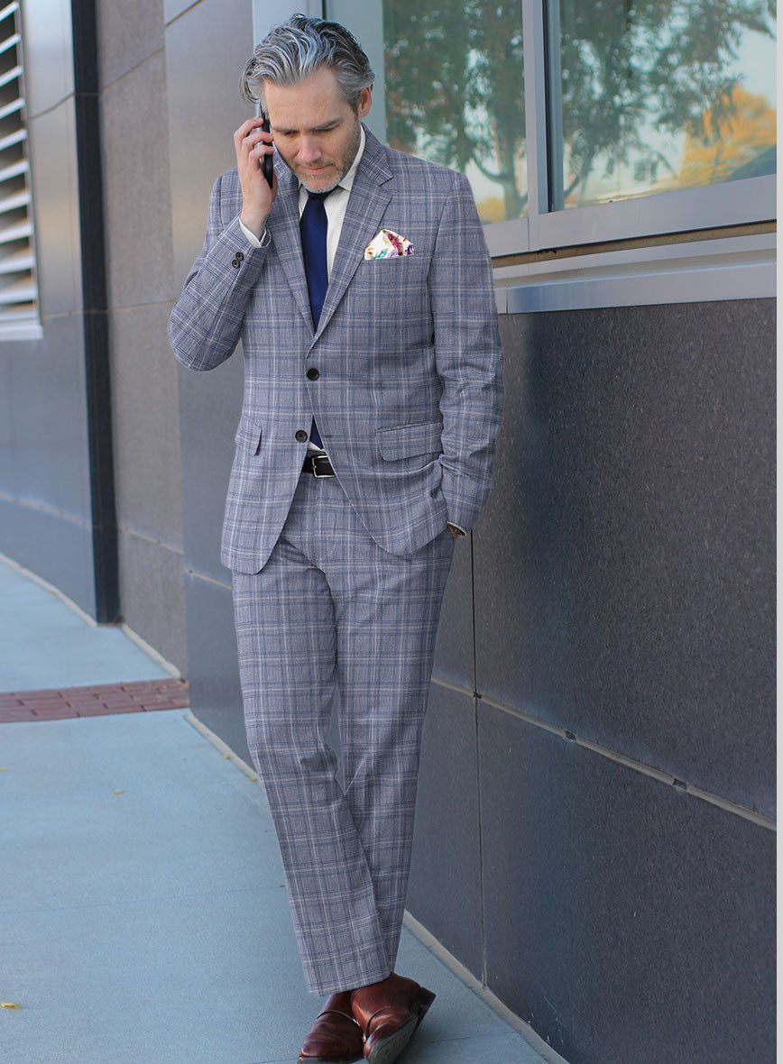 Italian Murano Natino Blue Wool Linen Suit - StudioSuits