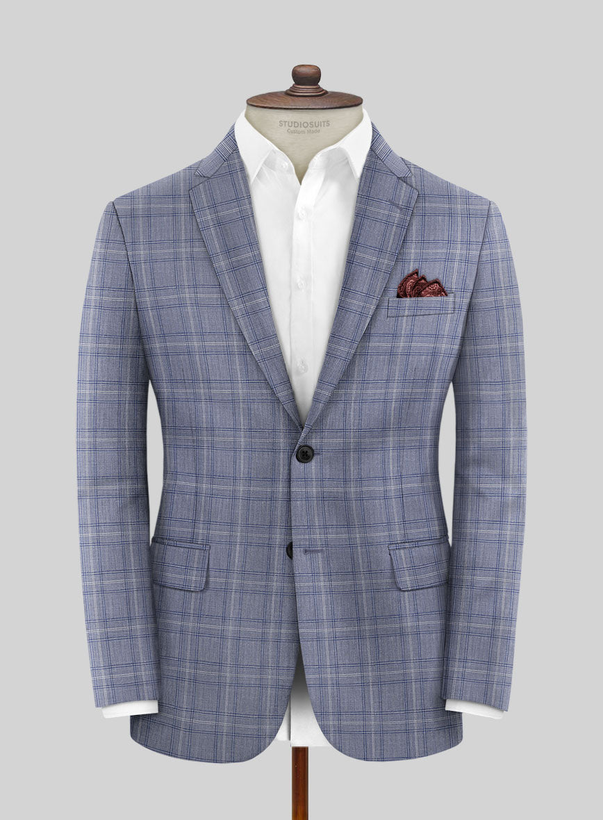 Italian Murano Natino Blue Wool Linen Suit - StudioSuits