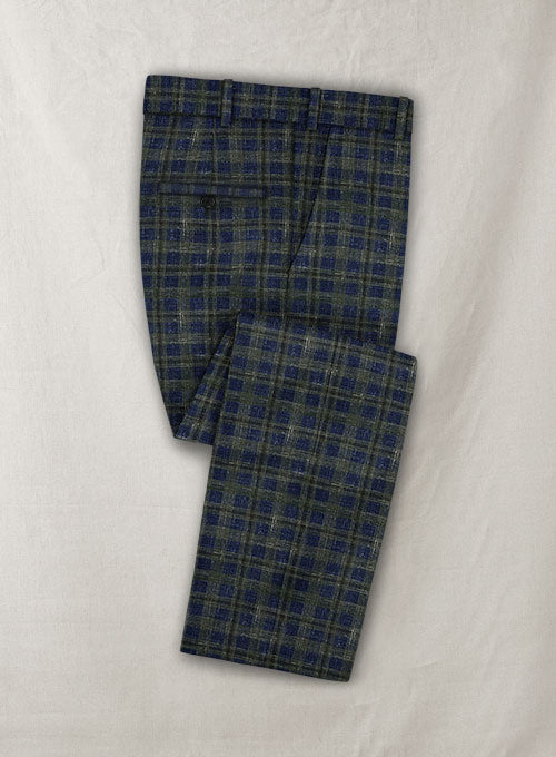 Italian Murano Nibali Blue Green Wool Linen Pants - StudioSuits