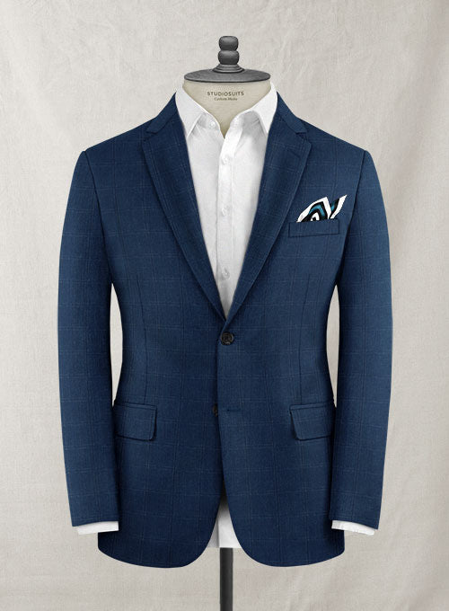 Italian Murano Nigni Blue Wool Linen Jacket - StudioSuits