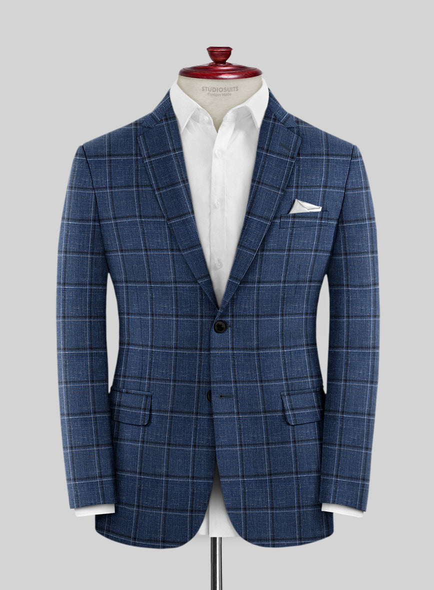 Italian Murano Odi Blue Wool Linen Silk Jacket - StudioSuits