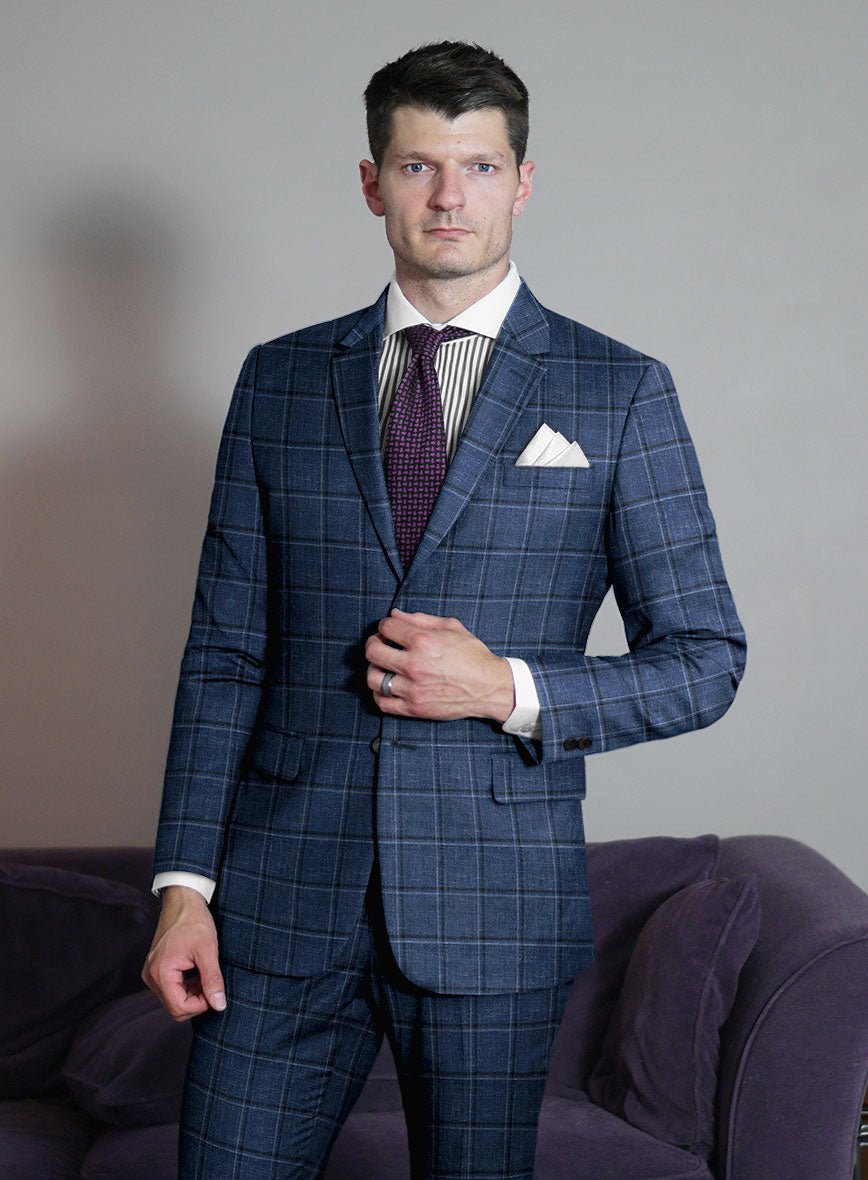 Italian Murano Odi Blue Wool Linen Silk Suit - StudioSuits