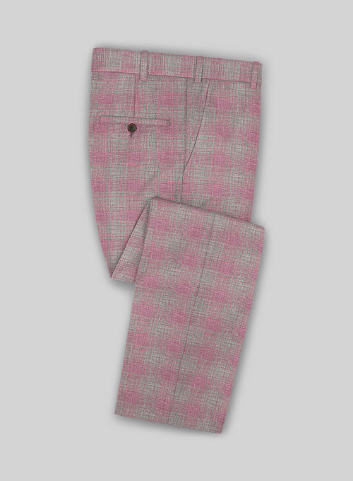 Italian Murano Orenti Pink Wool Linen Pants - StudioSuits