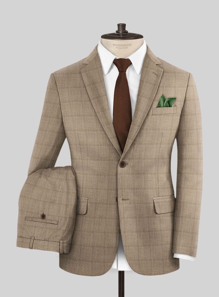 Italian Murano Padro Brown Wool Linen Silk Suit - StudioSuits