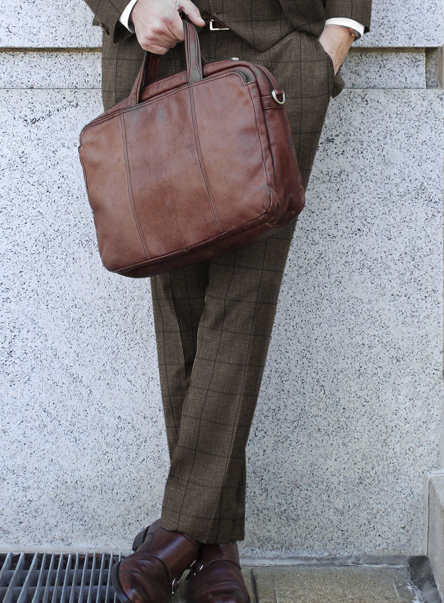 Italian Murano Paleno Brown Wool Linen Pants - StudioSuits