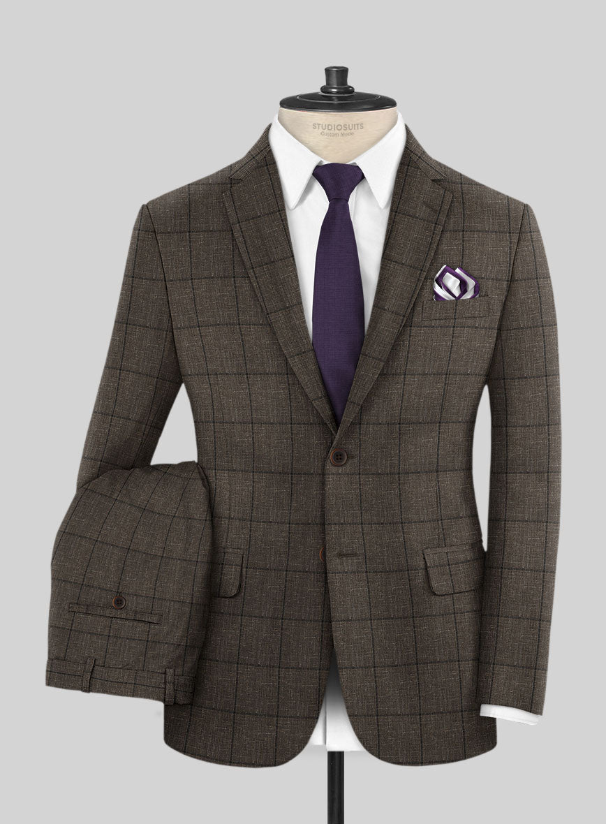 Italian Murano Paleno Brown Wool Linen Suit - StudioSuits