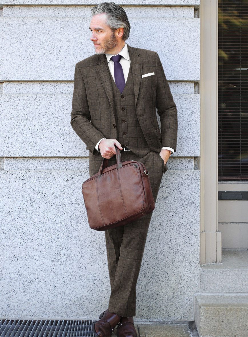 Italian Murano Paleno Brown Wool Linen Suit - StudioSuits