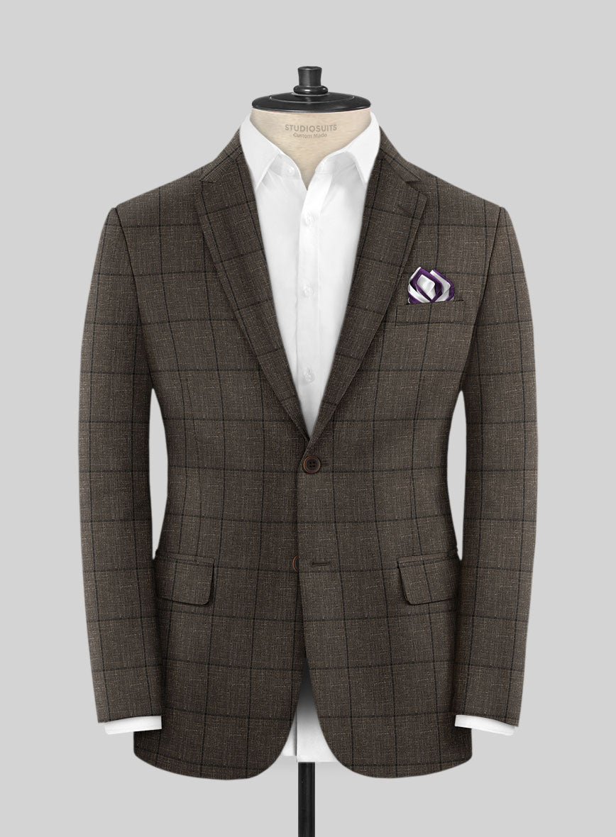 Italian Murano Paleno Brown Wool Linen Suit - StudioSuits