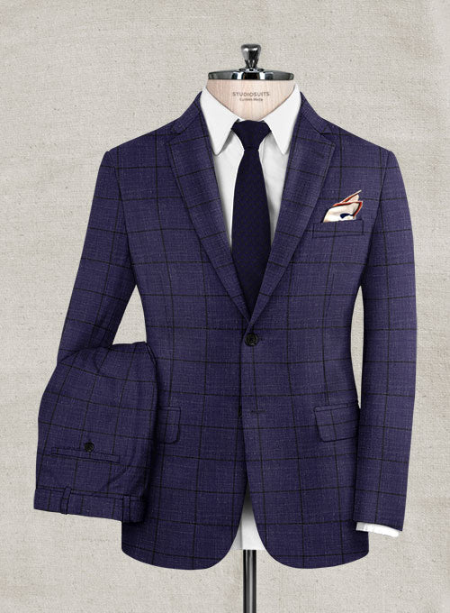 Italian Murano Puigi Checks Wool Linen Suit - StudioSuits