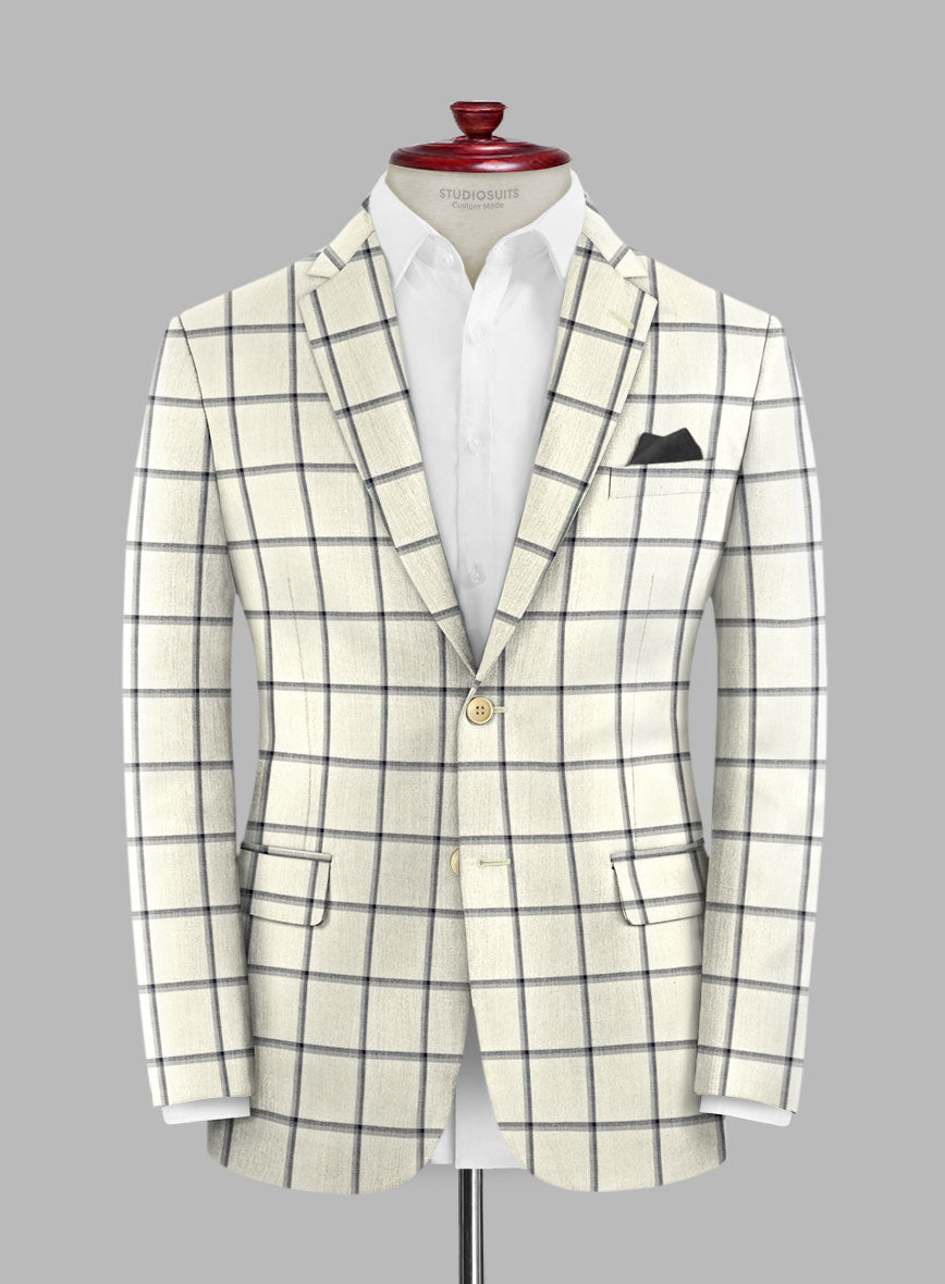 Italian Murano Recamo Ivory Wool Linen Silk Jacket - StudioSuits