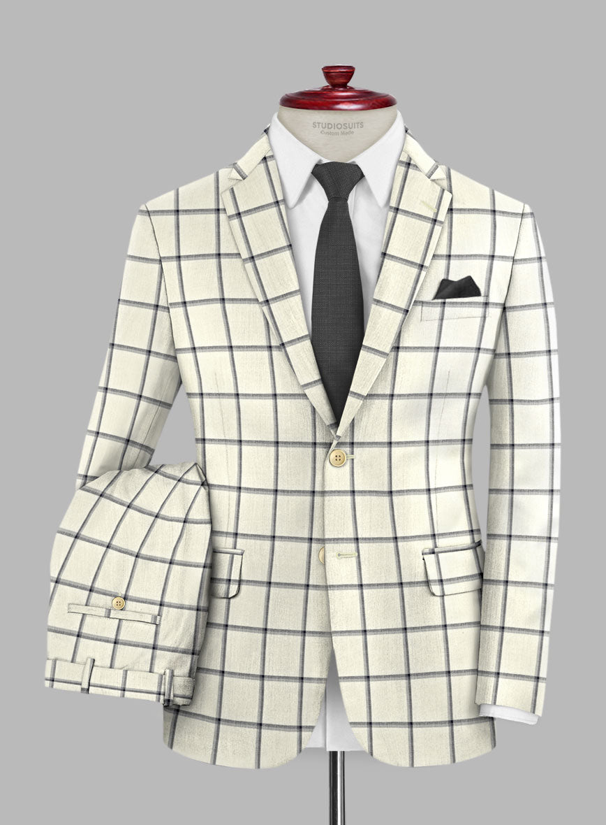 Italian Murano Recamo Ivory Wool Linen Silk Suit - StudioSuits