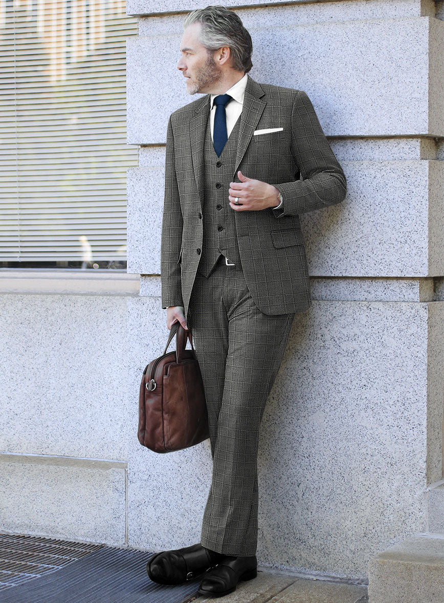 Italian Murano Riquel Gray Wool Linen Suit - StudioSuits