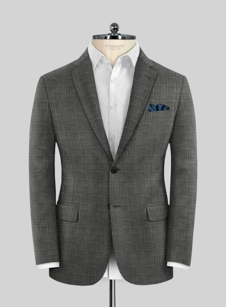 Italian Murano Riquel Gray Wool Linen Suit - StudioSuits