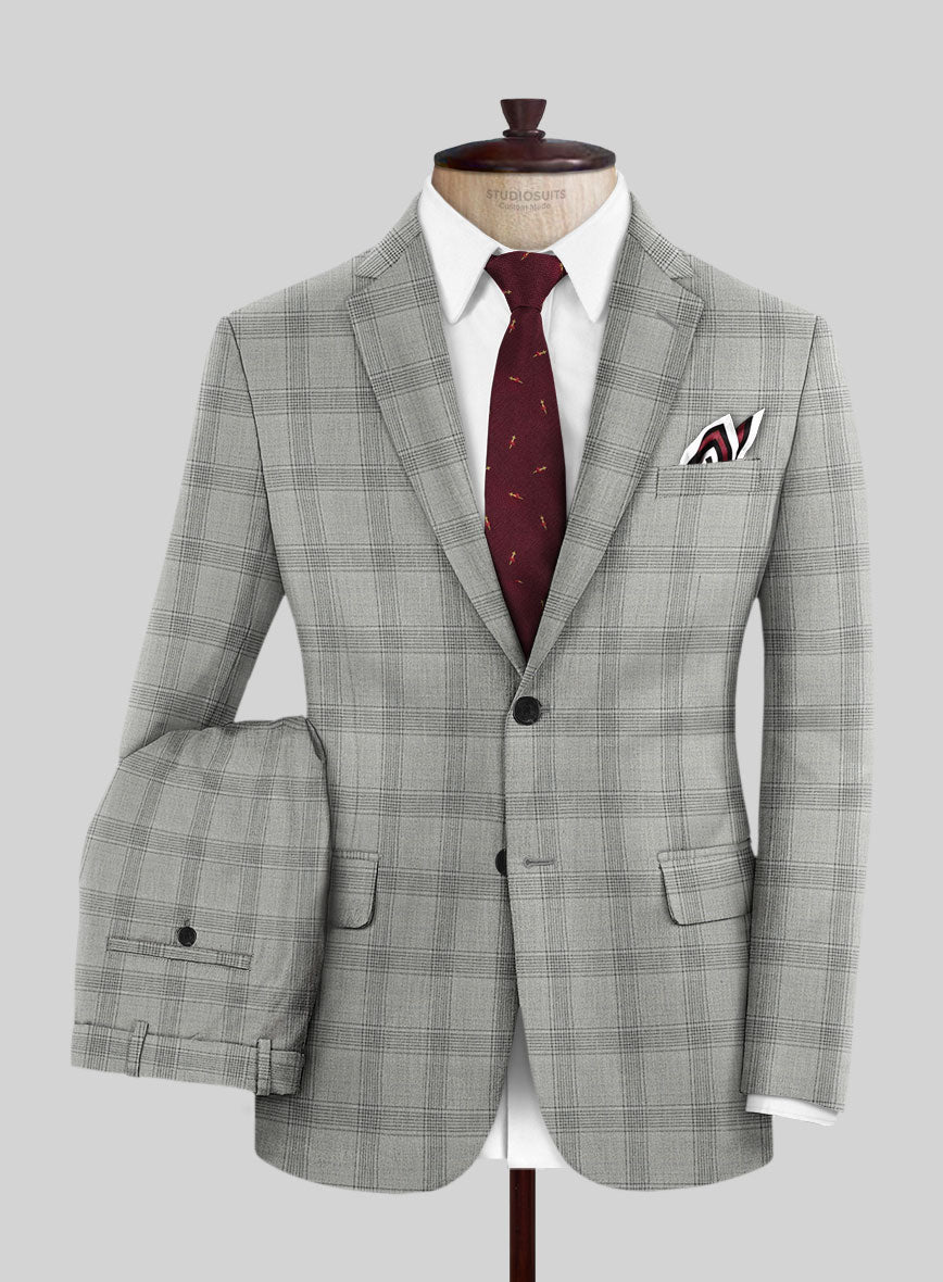 Italian Murano Sageo Gray Wool Linen Silk Suit - StudioSuits